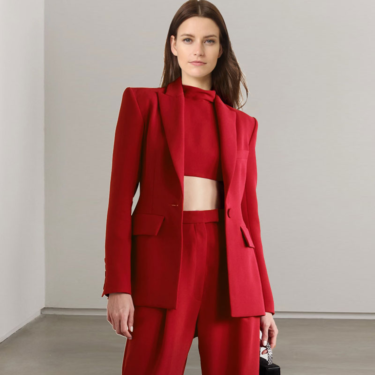 Women'S Fashion Blazer - Allingentle الأحمر التلبيب المرأة 2 قطعة