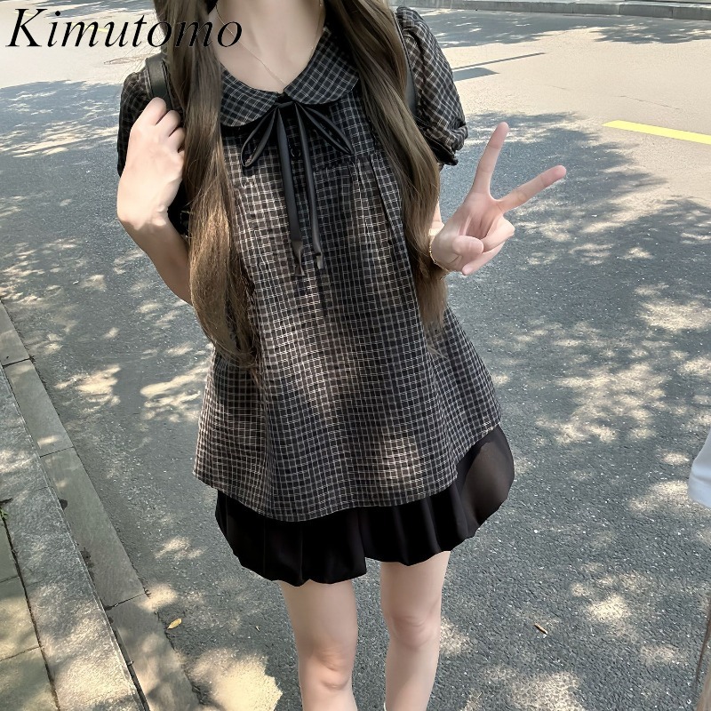 Women'S Y2K Fashion Aesthetic - قمصان نسائية من كيموتومو بياقة بيتر