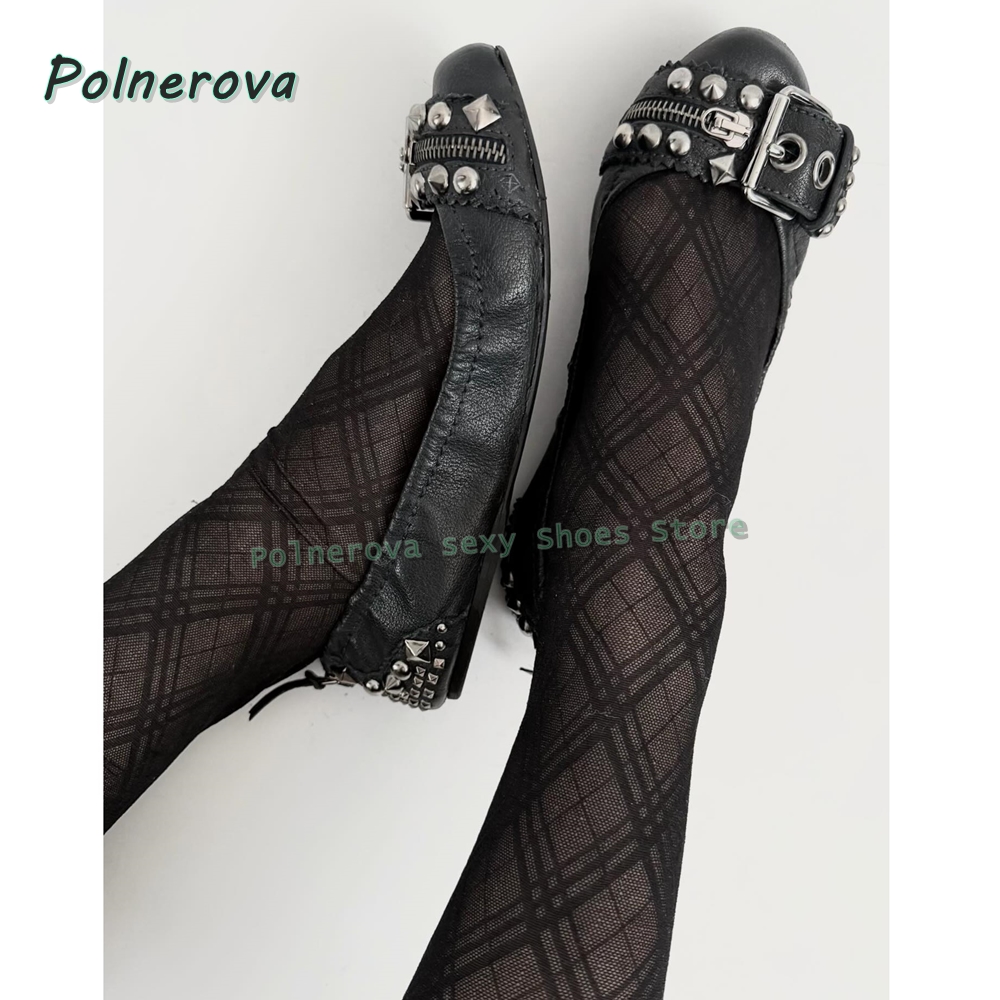 Women'S Fashion Footwear - حذاء ماري جين نسائي مسطح بمقدمة