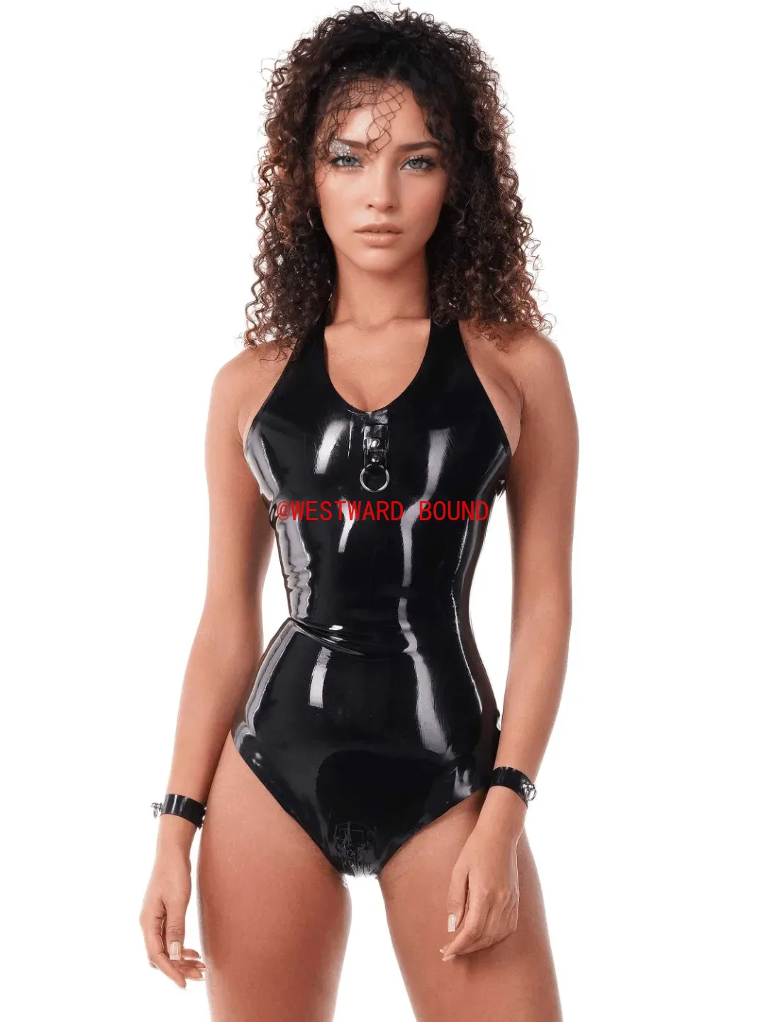 مثير الأسود اللاتكس الرسن ارتد - مراجعة Sleeveless Jumpsuit وسعره