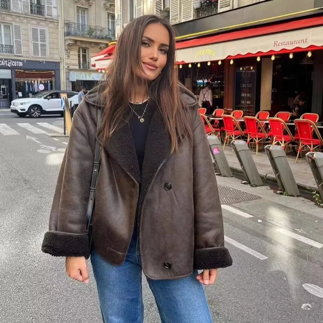 معطف شيربا نسائي بياقة مطوية،  - مراجعة Sherpa Coat Women وسعره