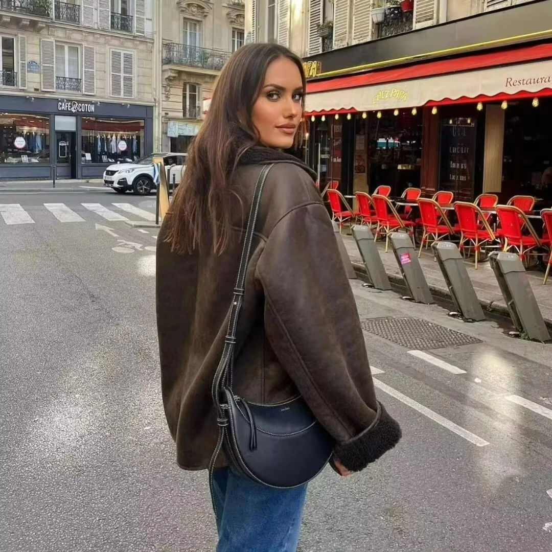 معطف شيربا نسائي بياقة مطوية،  - مراجعة Sherpa Coat Women وسعره