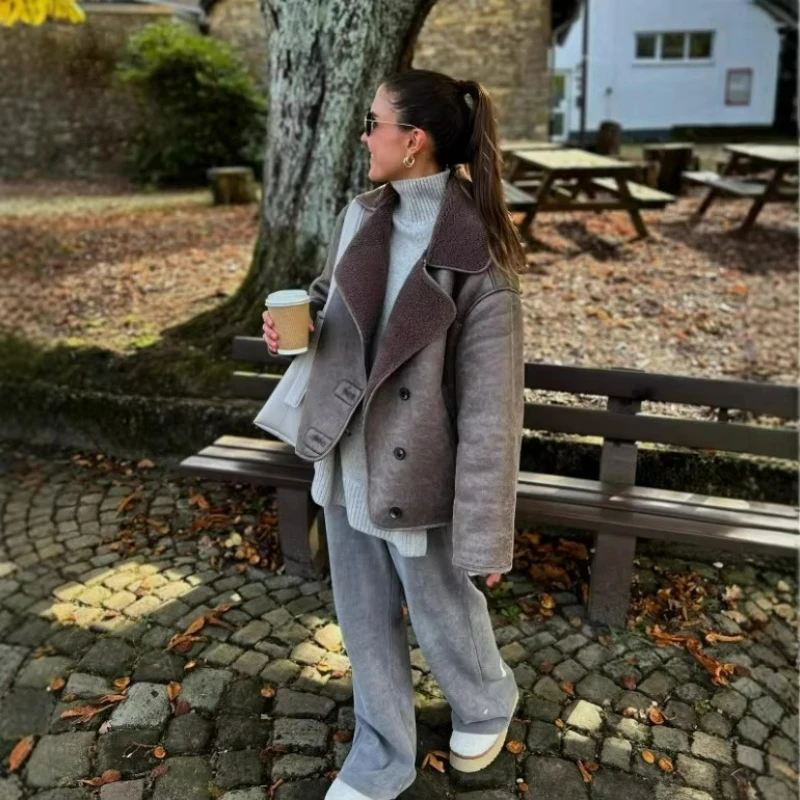 معطف شيربا نسائي بياقة مطوية،  - مراجعة Sherpa Coat Women وسعره
