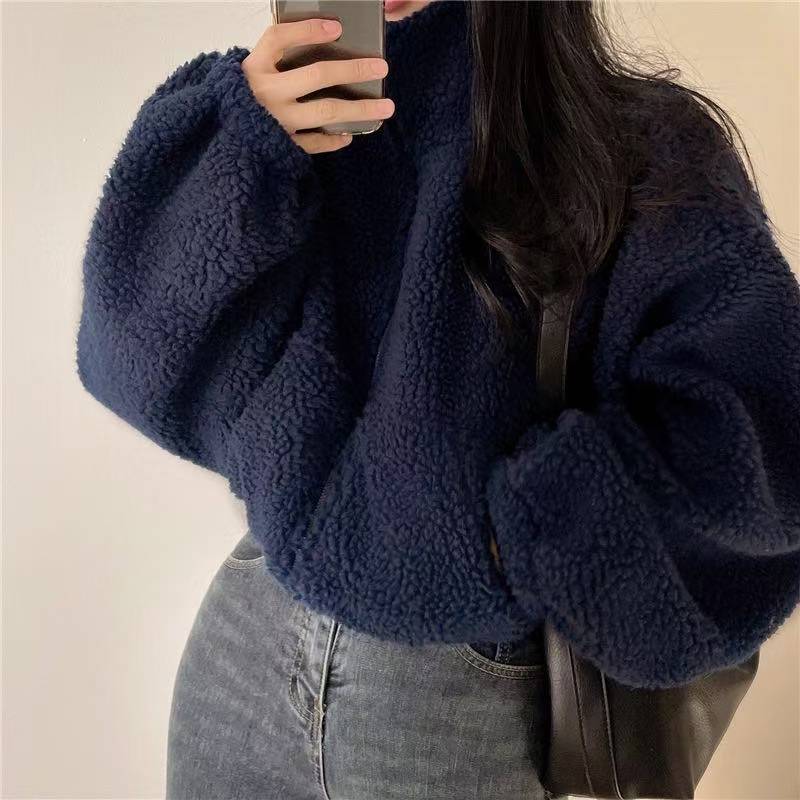 جاكيت هودي نسائي قصير بياقة مر - مراجعة Sherpa Coat Women وسعره